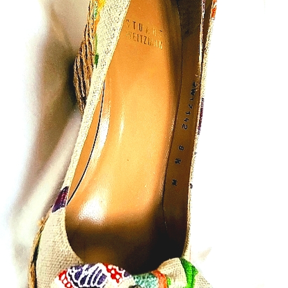 COPY - Stuart Weitzman Peep Toe Canvas Espadrille Wedges, Floral, Size 8.5 - Picture 4 of 6